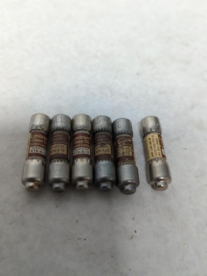 COOPER BUSSMANN,KTK-R-15,LIMITRON 15 AMP FUSE LOT OF 6 NOS