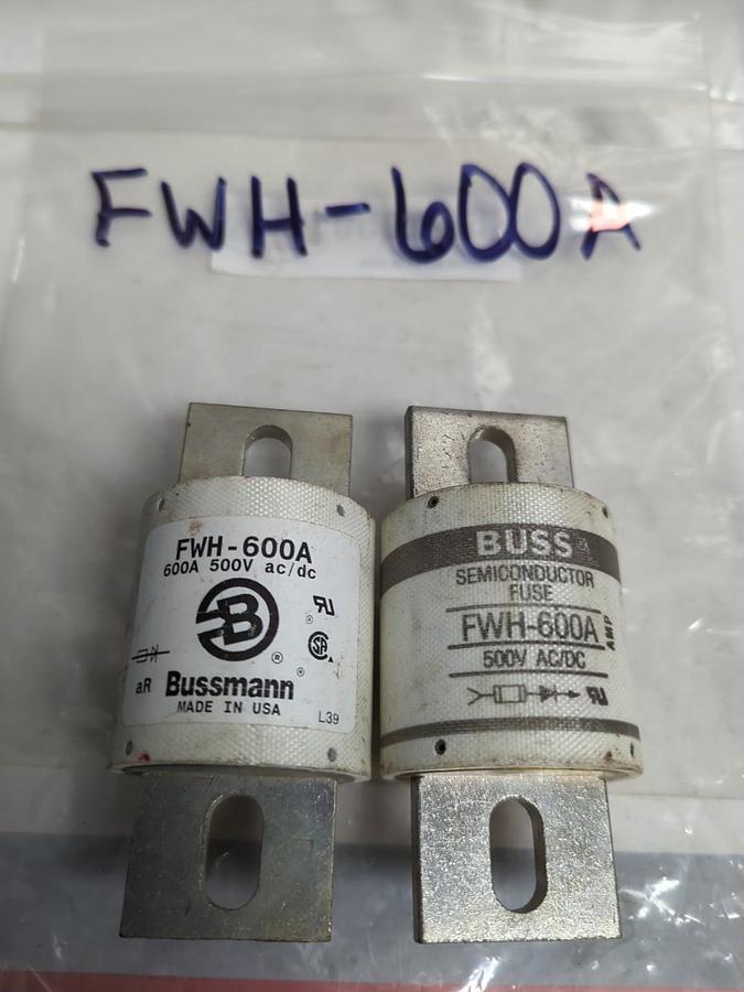 BUSSMANN,FWH 600,SEMICONDUCTOR FUSE 600 AMP LOT OF 2 NOS