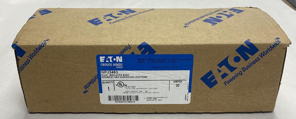 Used EATON CROUSE HINDS,NPJ3483,PLUG-INSULATED BODY 30A NEW