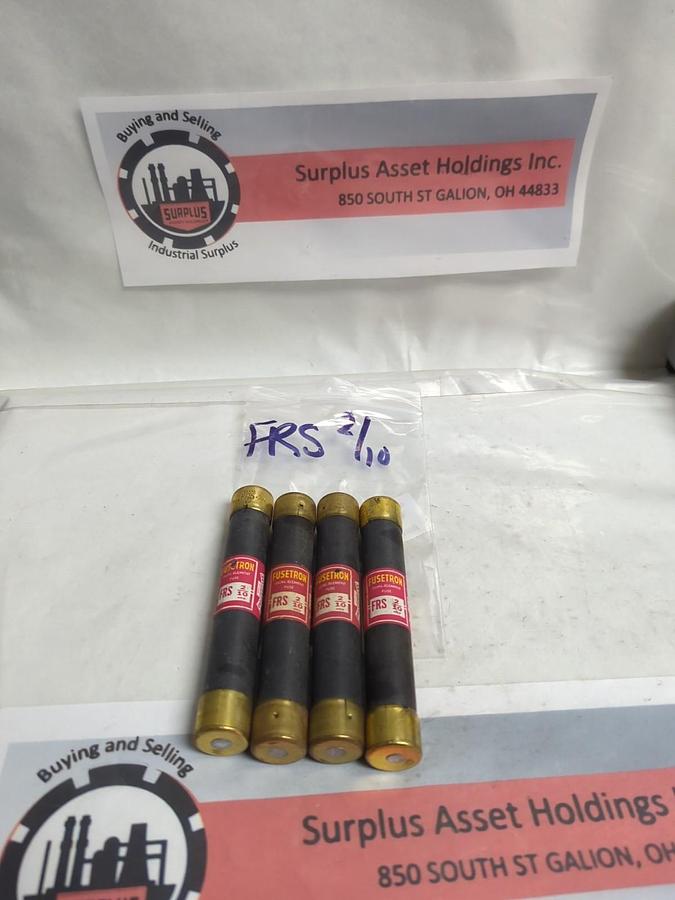 Used COOPER BUSSMANN,FRS 2/10,FUSETRON 2/10 AMP FUSE LOT OF 4 PRE-OWNED