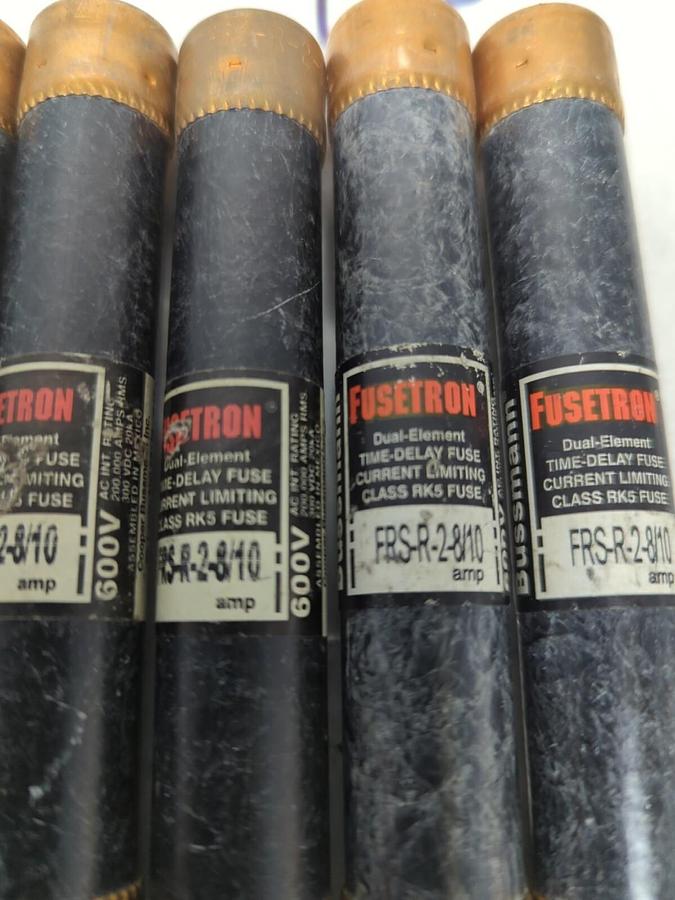 Used COOPER BUSSMANN,FRS-R-2-8/10,FUSETRON 2-8/10 AMP FUSE LOT OF 5 PRE-OWNED