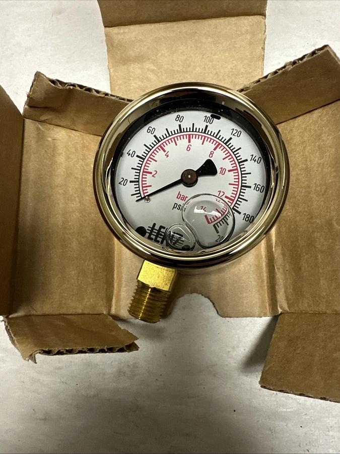 Used LENZ,BAC-200-25,200PSI Stainless Steel Pressure Gauge