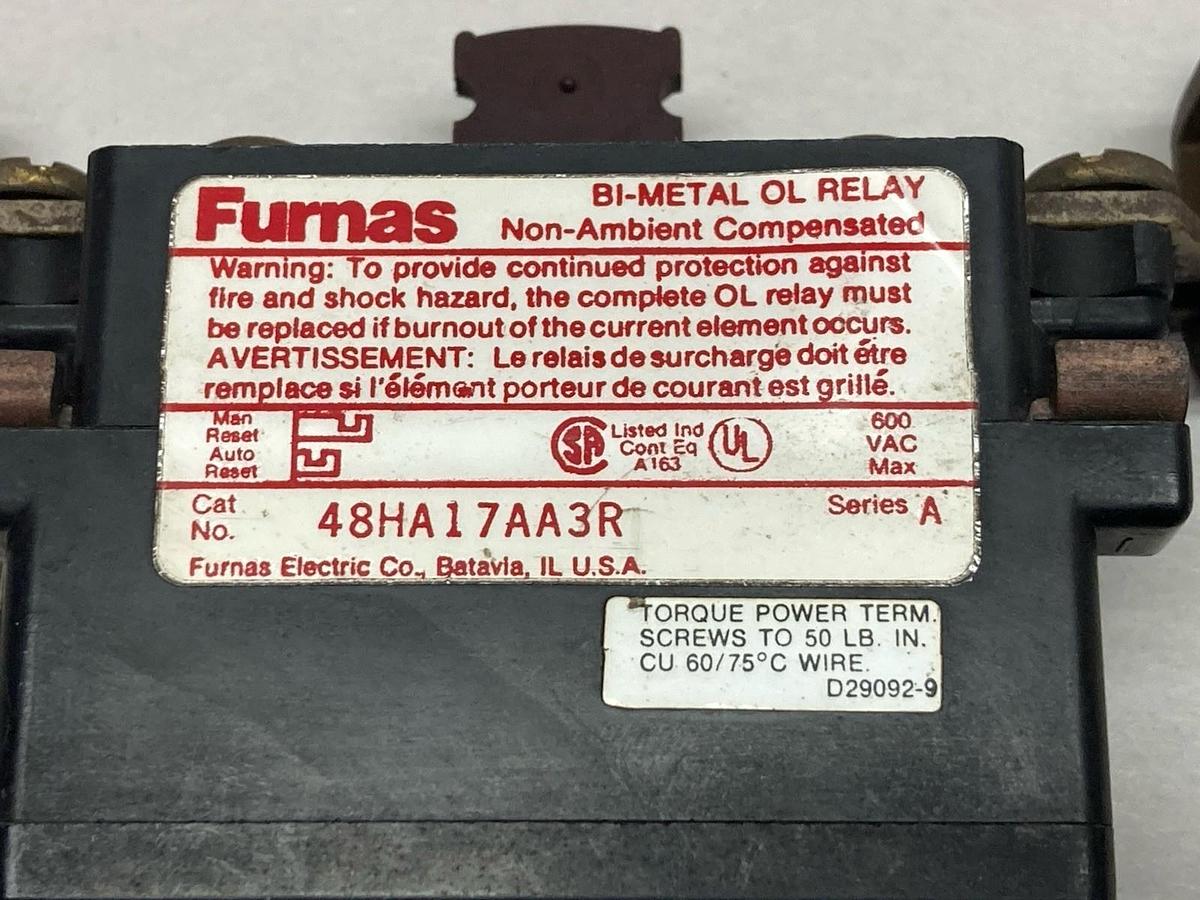 Used Furnas,48HA17AA3R,Thermal Overload Relay Series A 600Vac