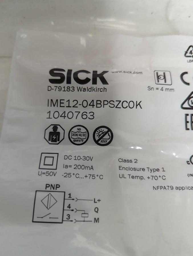 SICK,IME12-04BPSZCOK,INDUCTIVE PROXIMITY SENSOR 10-30V DC NOS