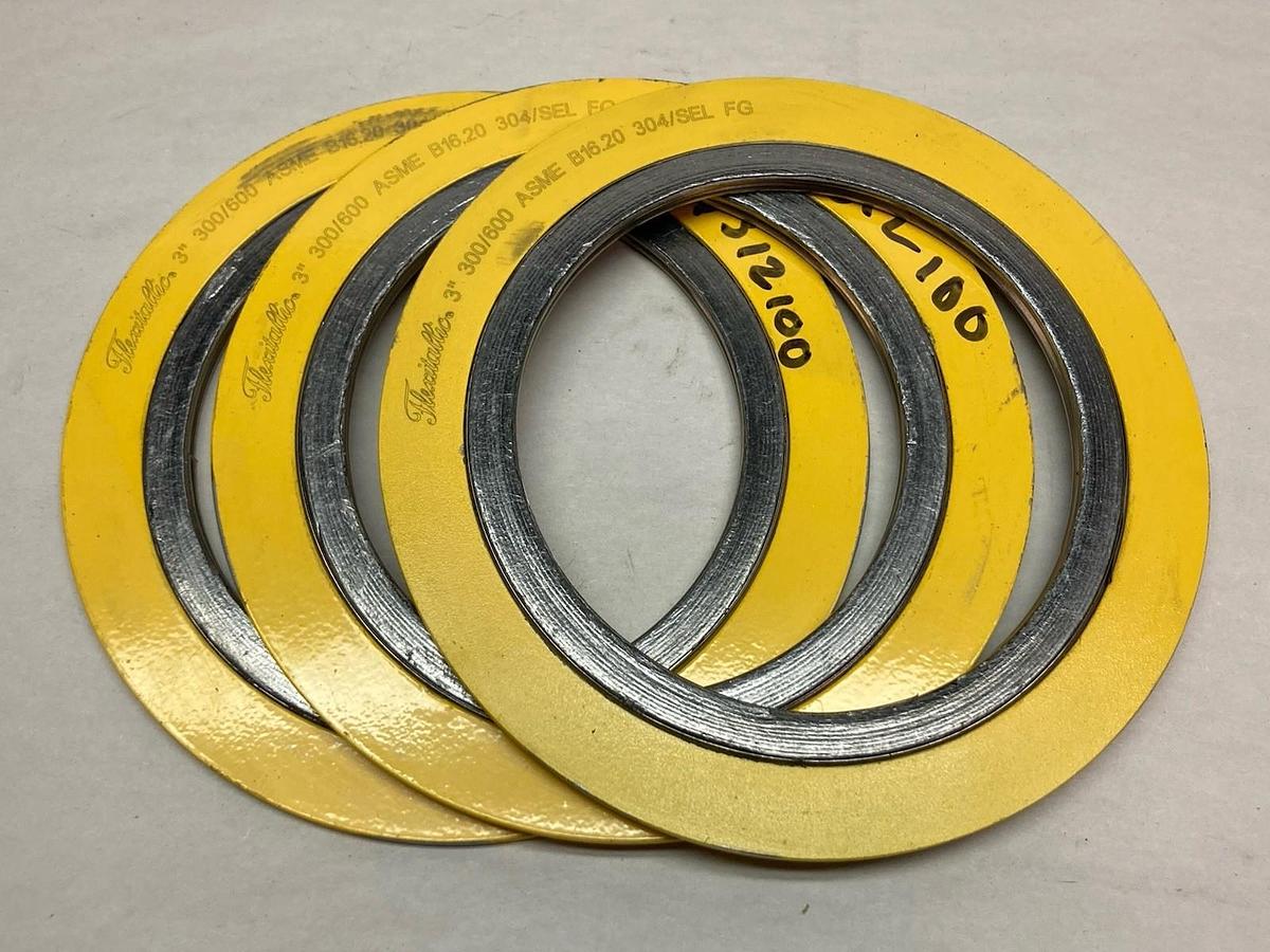 Used Flexitallic,3" 300/600 ASME B16.20 304/SEL FG,Spiral-Wound Gas LOT OF 3
