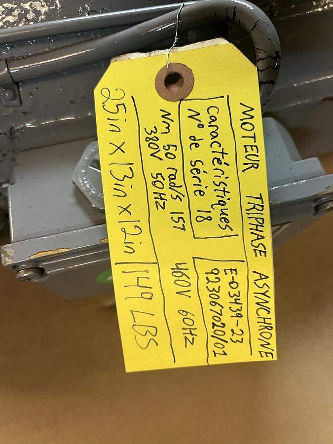 Used POTAIN,E-03439-23,ASYCHRONOUS CRANE MOTOR SERIES 18 3PH 380V Nm 50