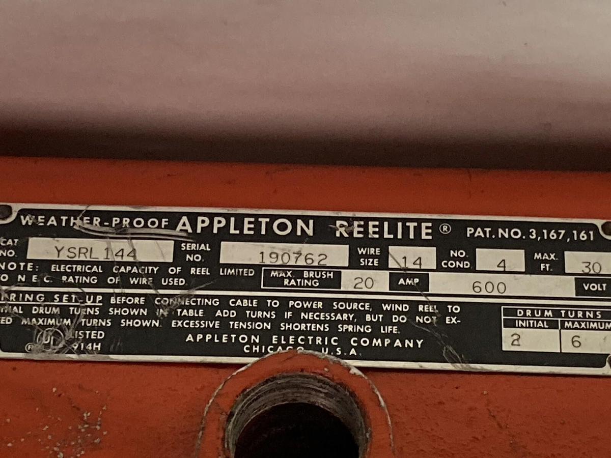 Used Appleton Reelite,YSRL144,Wire Reel Assembly