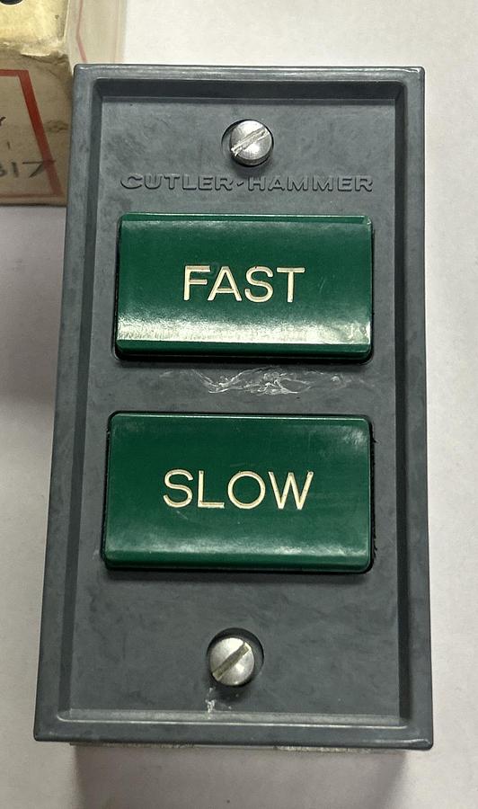 Used CUTLER HAMMER,10250H6317 86-2588-2, PUSHBUTTON ELEMENT FAST / SLOW NEW