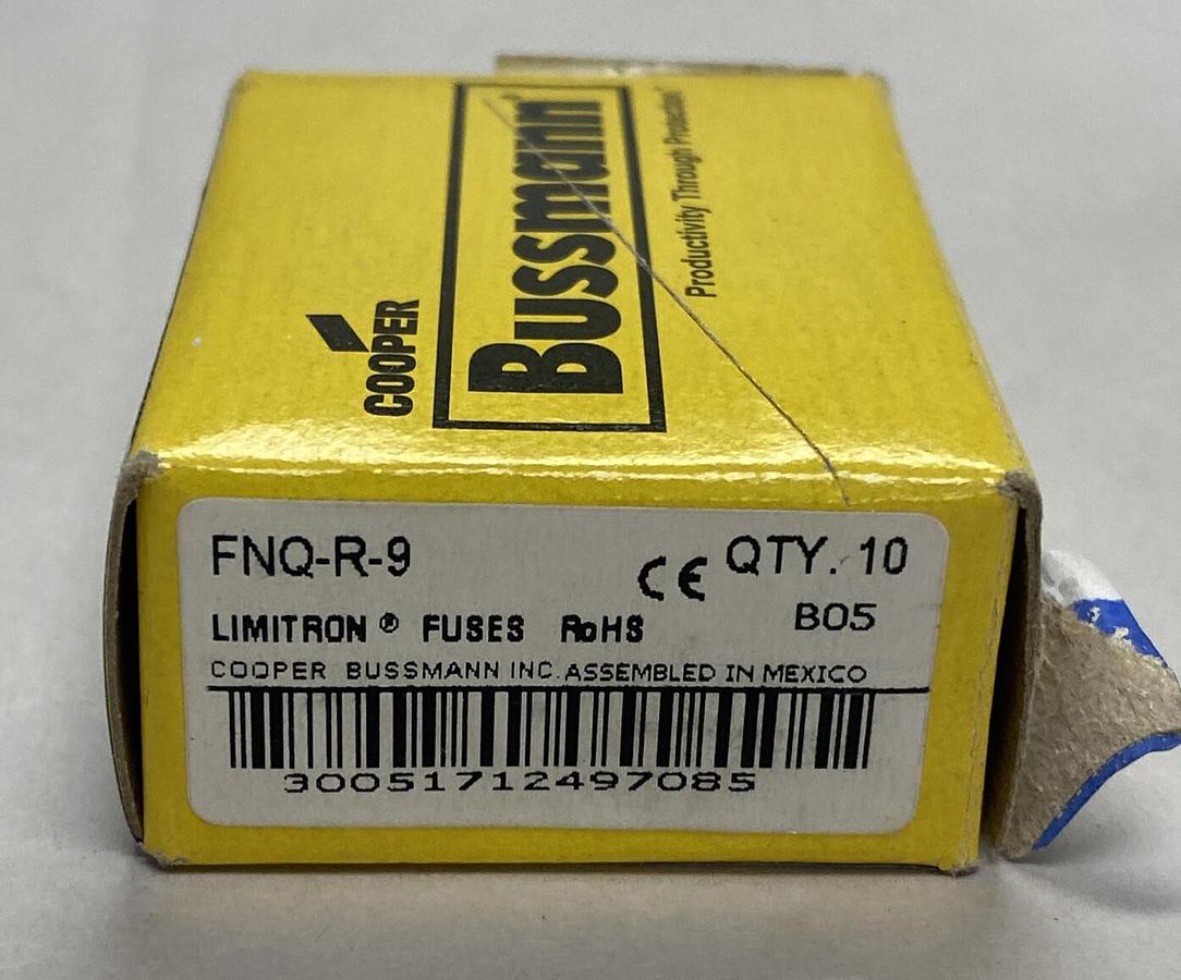 COOPER BUSSMANN,FNQ-R-9,LIMITRON 9 AMP FUSE LOT OF 10 NEW
