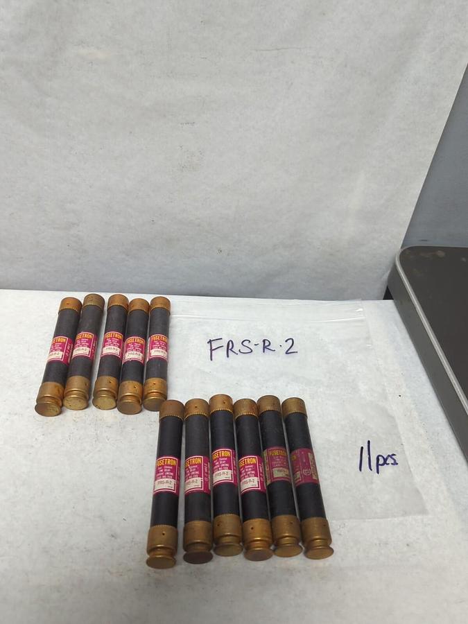 Used COOPER BUSSMANN,FRS-R-2,FUSETRON 2 AMP FUSE LOT OF 11 PRE-OWNED