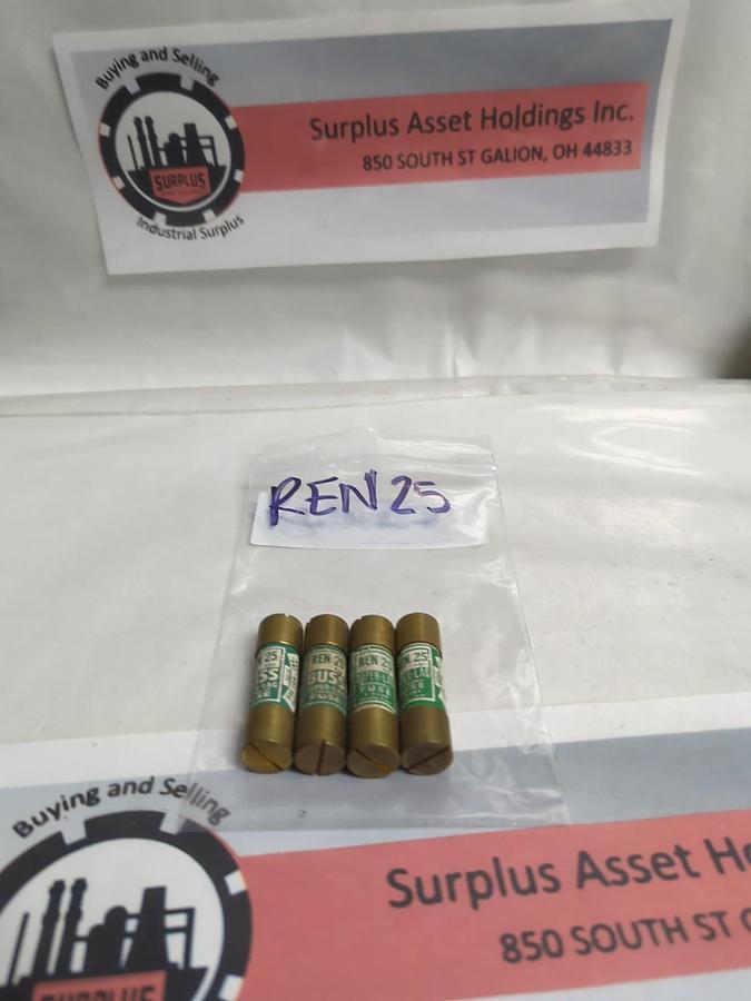 COOPER BUSSMANN,REN-25,RENEWABLE 25 AMP FUSE LOT OF 4 PRE-OWNED