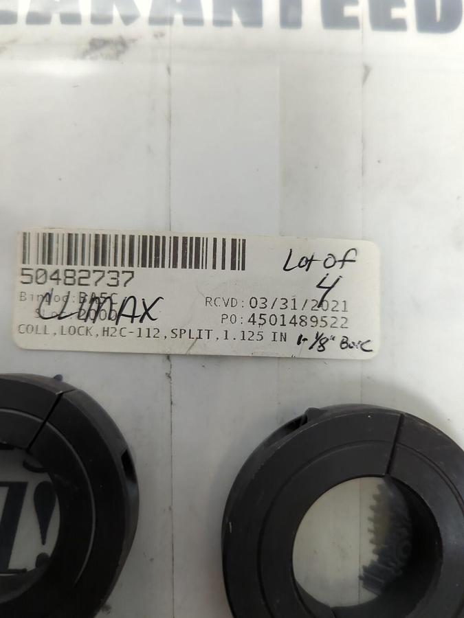 CLIMAX,H2C-112,2 PIECE SHAFT/CLAMP COLLAR 1-1/8 INCH BORE LOT OF 4 NOS