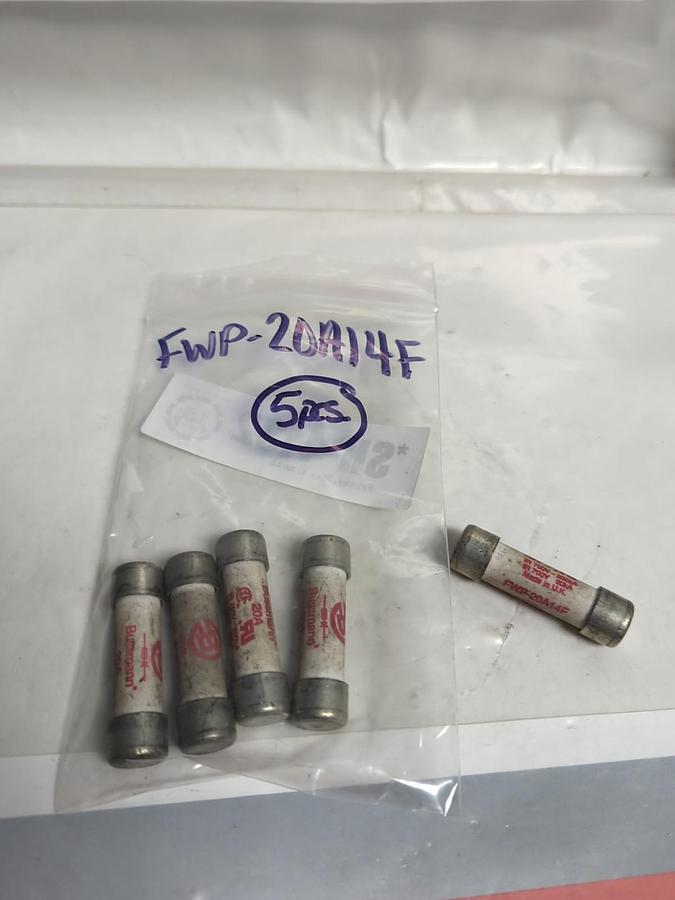 Used COOPER BUSSMANN,FWP20A14F,20 AMP FUSE LOT OF 5 PRE-OWNED