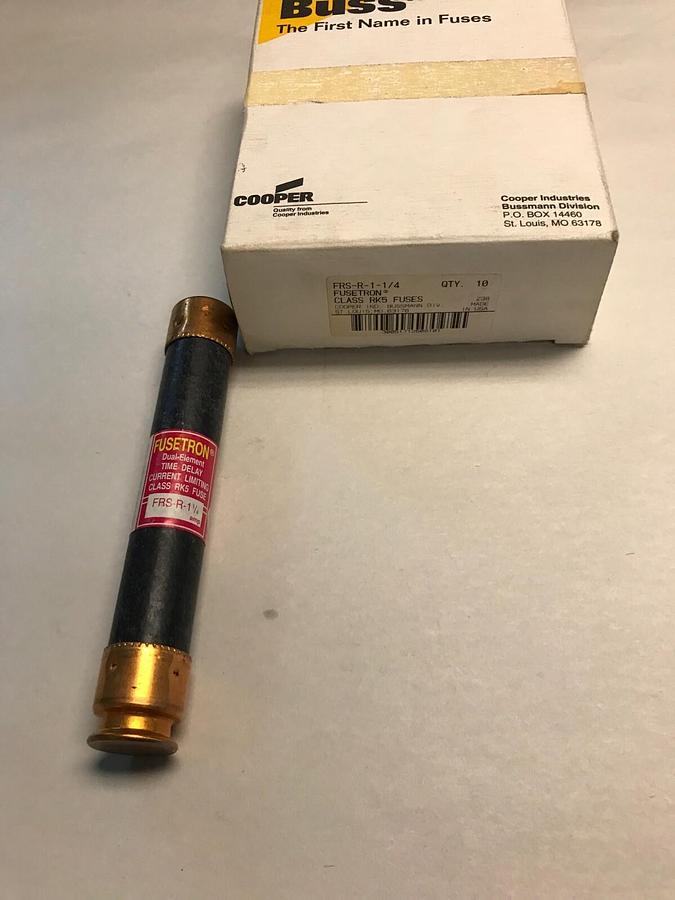 Used Cooper Bussmann,FRS-R-1-1/4, 1-1/4 AMP FUSES Box of 10