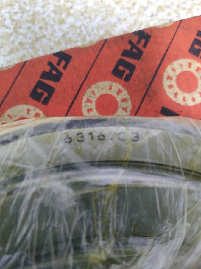 Used FAG,6316/C3,Deep Groove Ball Bearing NOS