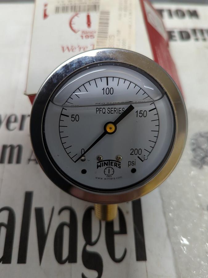 WINTERS,PFQ806R1,GAUGE 2-1/2 INCH FACE SS CASE 0-200 PSI  1/4 INCH NPT NOS