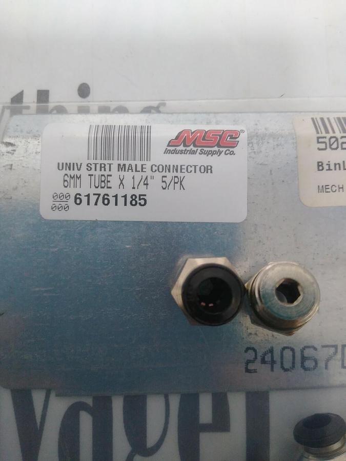 UNBRANDED,61761185,TUBE STRAIGHT MALE CONNECTOR 6MMX1/4 IN LOT OF 9