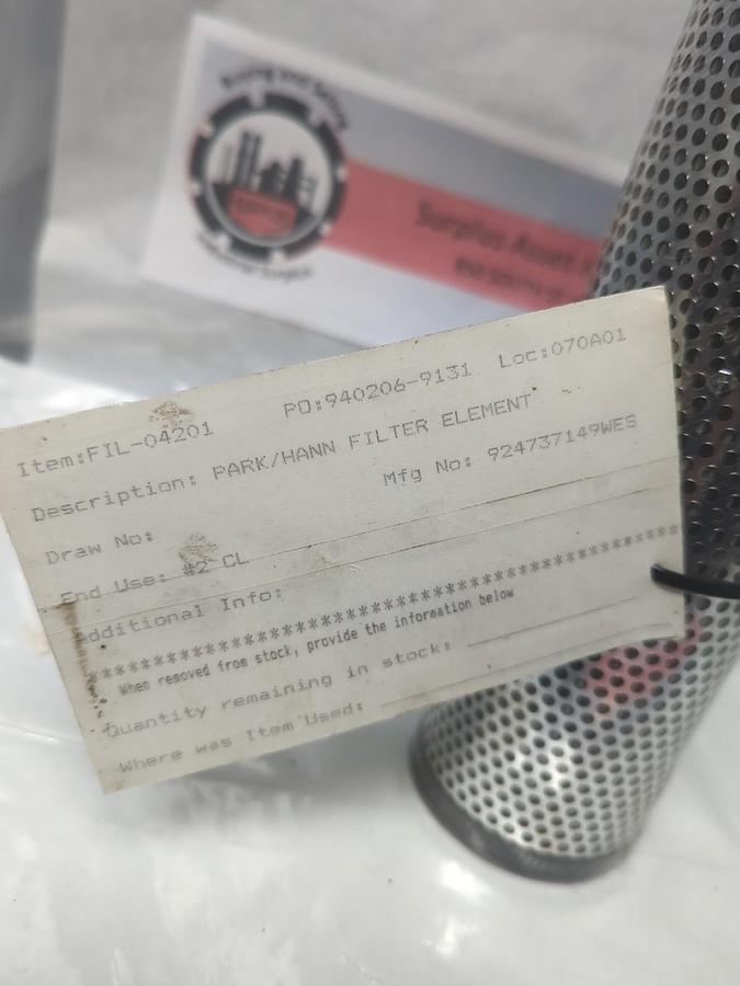 PARKER,924737149 WES,HYDRAULIC FILTER ELEMENT MISSING BOX NOS