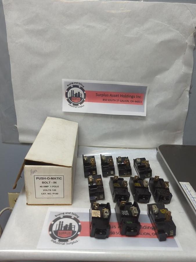Used PUSH-O-MATIC,P140,CIRCUIT BREAKER 40 AMP 1-POLE LOT OF 11 PRE-OWNED