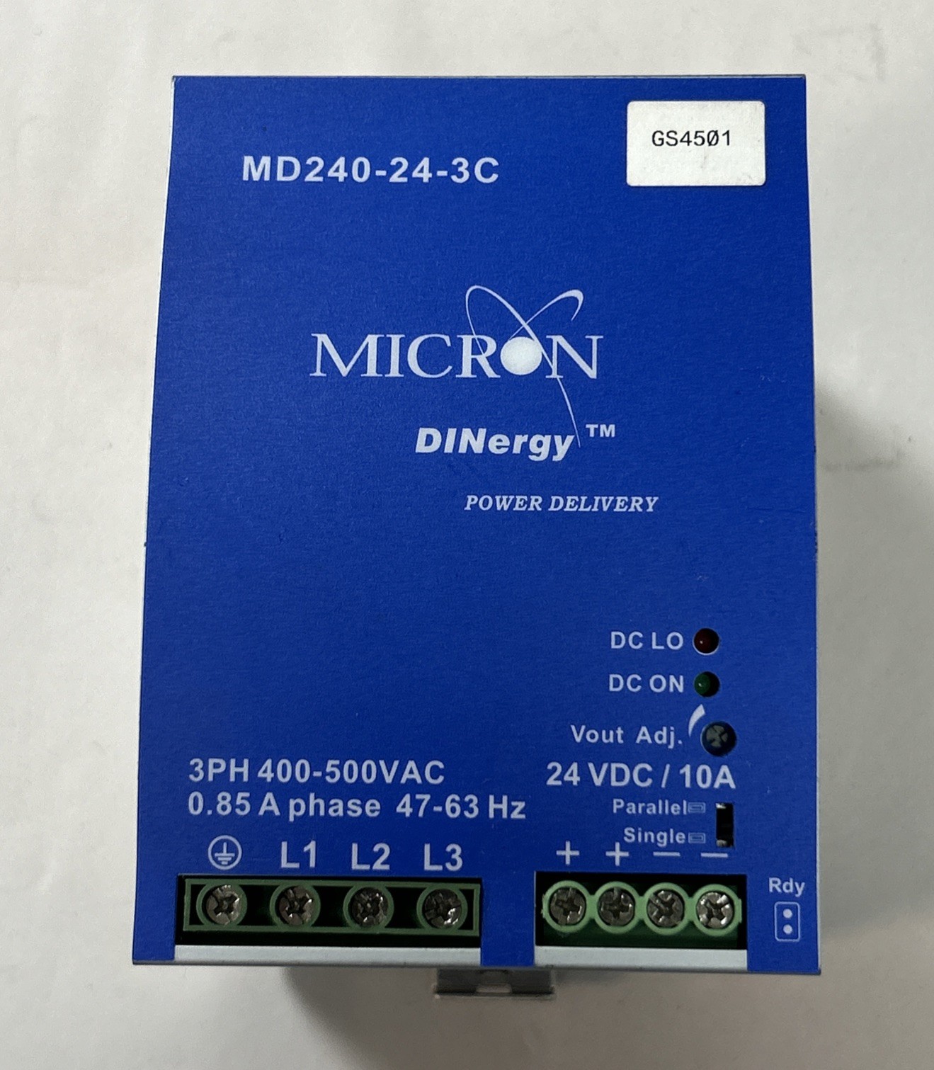 Used MICRON,MD240-24-3C,DINERY POWER SUPPLY 24VDC 10A