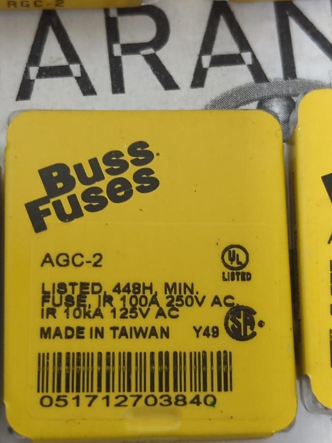 COOPER BUSSMANN,AGC-2,GLASS FUSES BOX OF 35 NEW