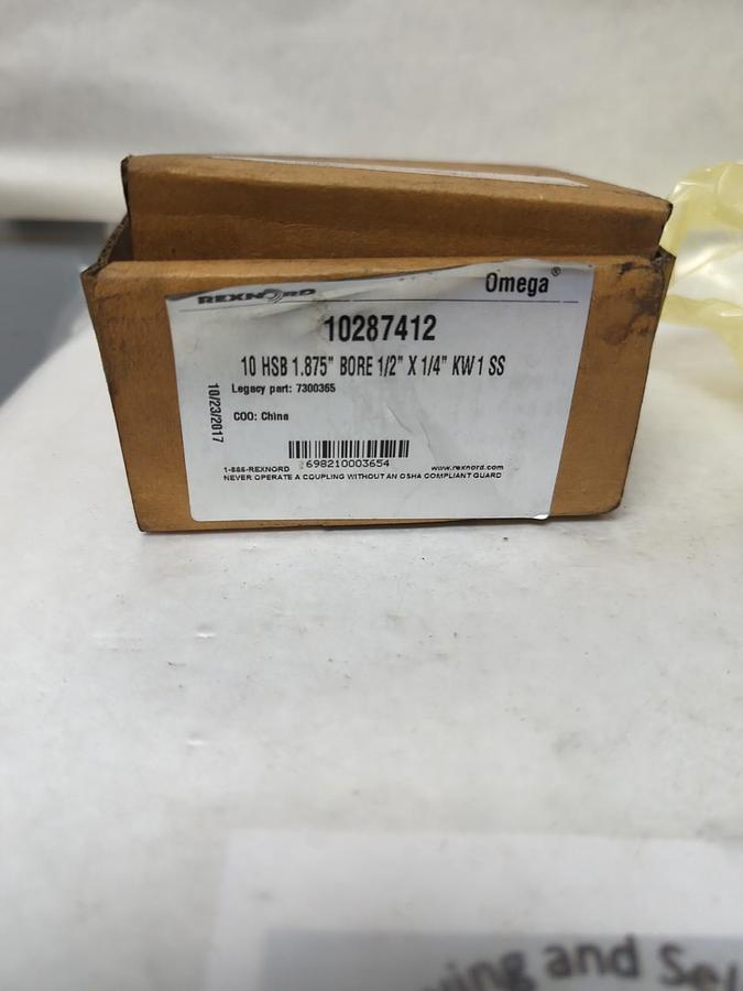 REXNORD,10287412,10HSB HUB 1.875" BORE 1/2" X 1/4" KW 1SS NOS