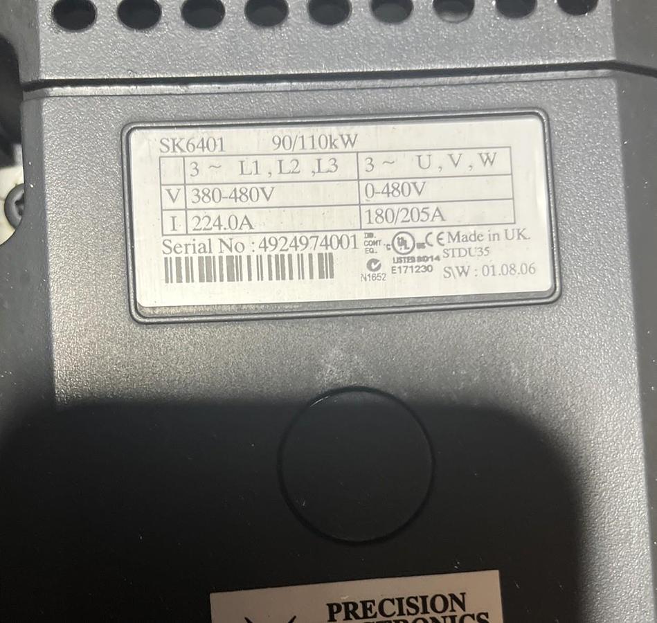 Used CONTROL TECHNIQUE,SK6401,VFD VARIABLE FREQUENCY AC DRIVE 480V 3PH 150HP 205AMPS