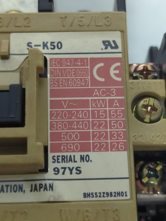 Used MITSUBISHI,S-K50,MAGNETIC CONTACTOR PRE-OWNED