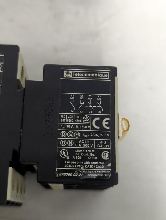Used TELEMECANIQUE,LA1 DN31,CONTACTOR WITH COIL/RELAY PRE-OWNED
