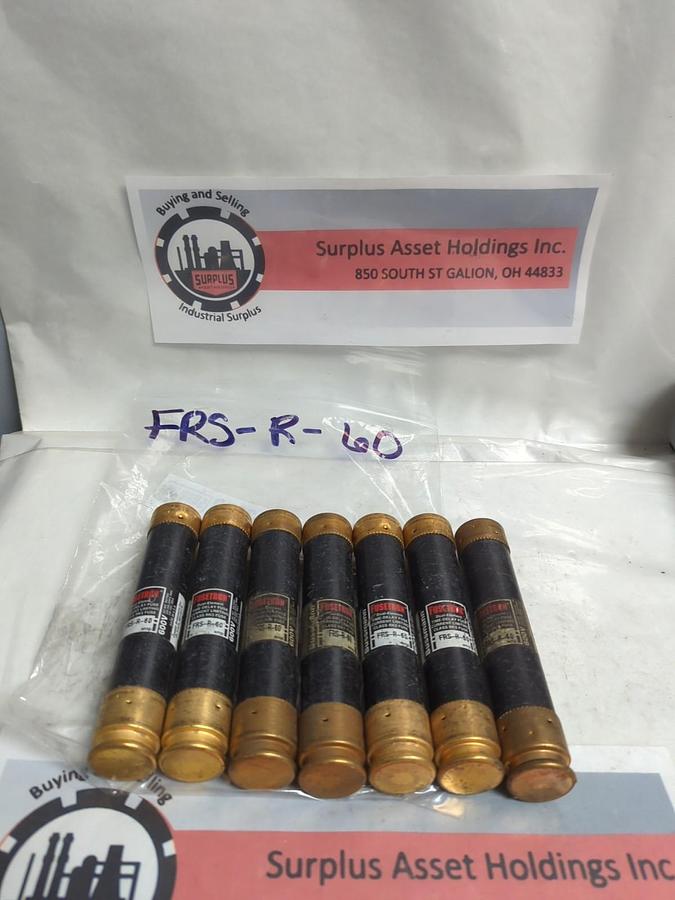 Used COOPER BUSSMANN,FRS-R-60,FUSETRON 60 AMP FUSE LOT OF 7 PRE-OWNED