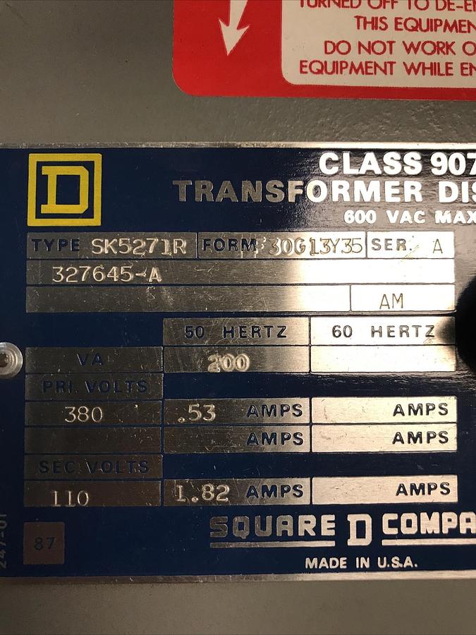 Square D,SK5271R,Transformer Disconnect Series A