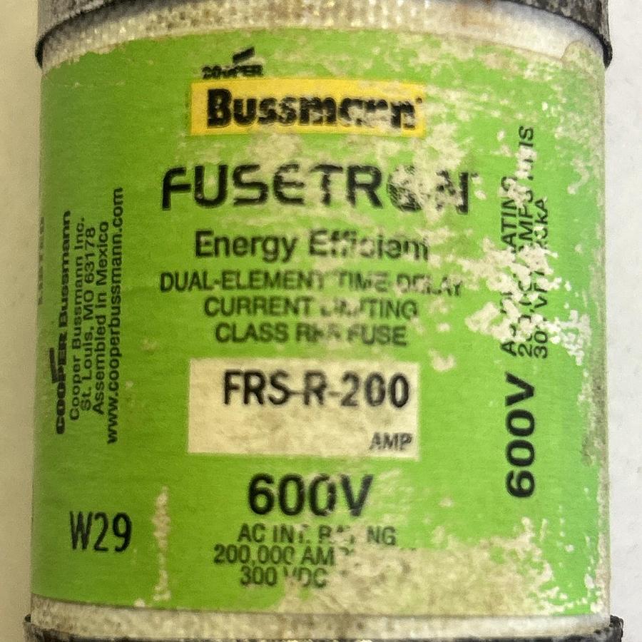 Used BUSSMANN,FRS-R-200,FUSETRON FUSE 200A 600V TESTED