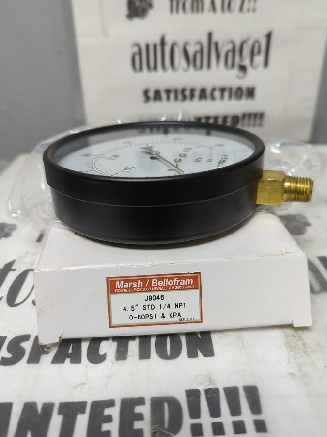 MARSH BELLOFRAM,J9046,4.5 INCH STD 14 INCH NPT PSI GAUGE NEW