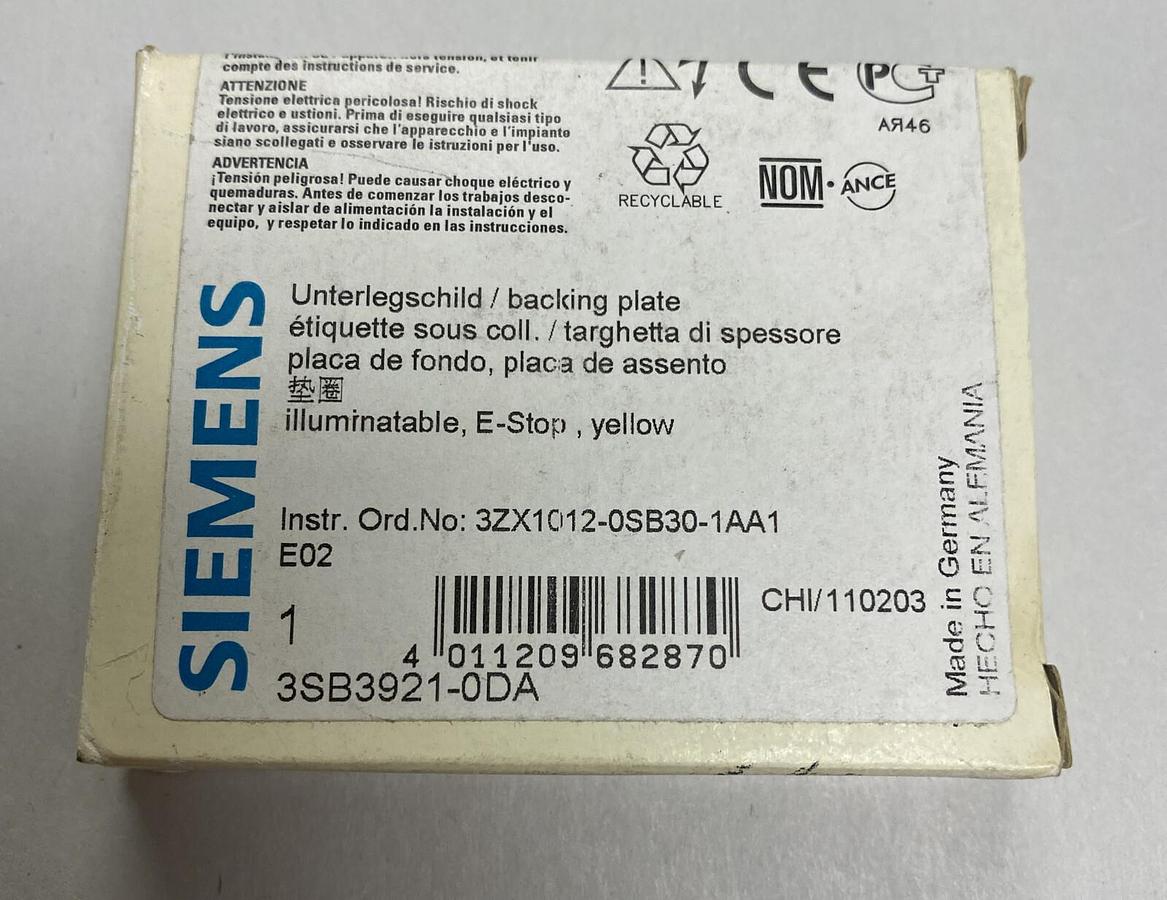 SIEMENS,3SB3921-0DA,LEGEND PLATE NOS