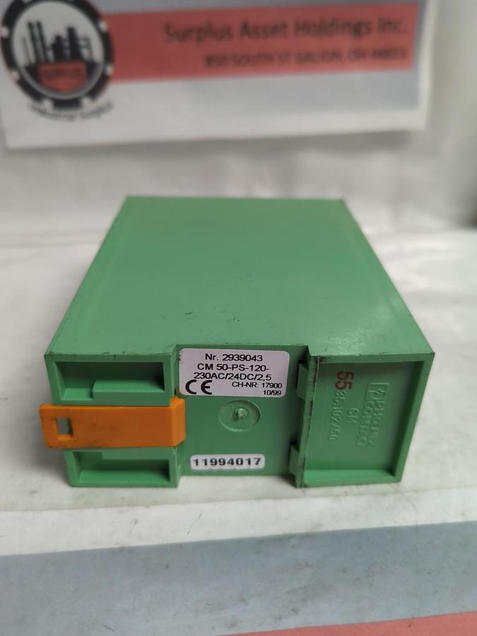 Used PHOENIX CONTACT,CM 50-PS-120-230AC/24DC/2 5,POWER SUPPLY TYPE 29 39 04 3