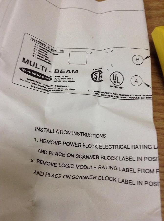 Used Banner,17627 SBF12,Multi-Beam Scanner Block Missing Screws