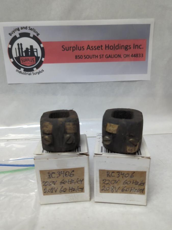 Used ALLEN BRADLEY,RC3406,SIZE 0 COIL 220V PRE-OWNED LOT OF 2