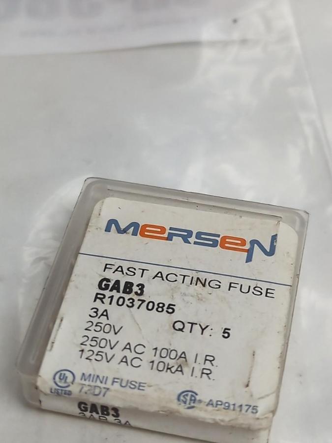 MERSEN,GAB-3,FAST ACTING 3 AMP FUSE LOT OF 8 NOS