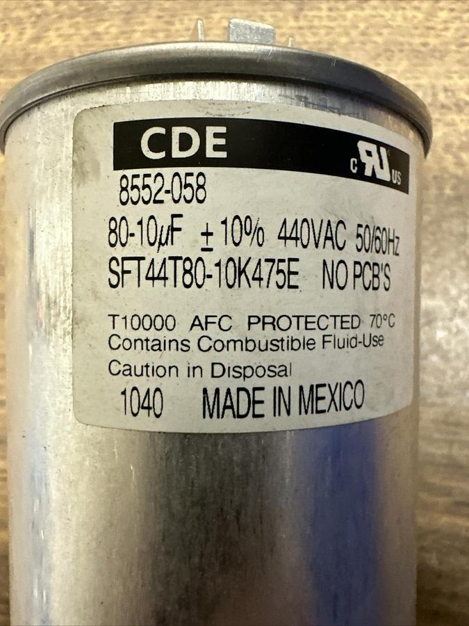 CDE,8552-058,Capacitor 80/10 MFD 440V