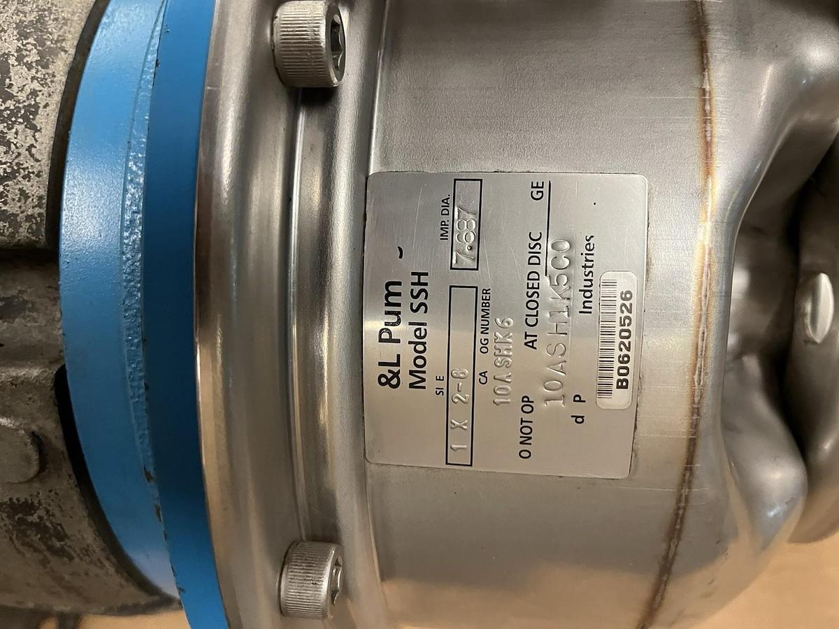 Used GOULDS,10ASHK6,SS CENTRIFUGAL SSH PUMP 1X2X8 IMP DIA 7.687" 7.5HP 3450RPM 3PH