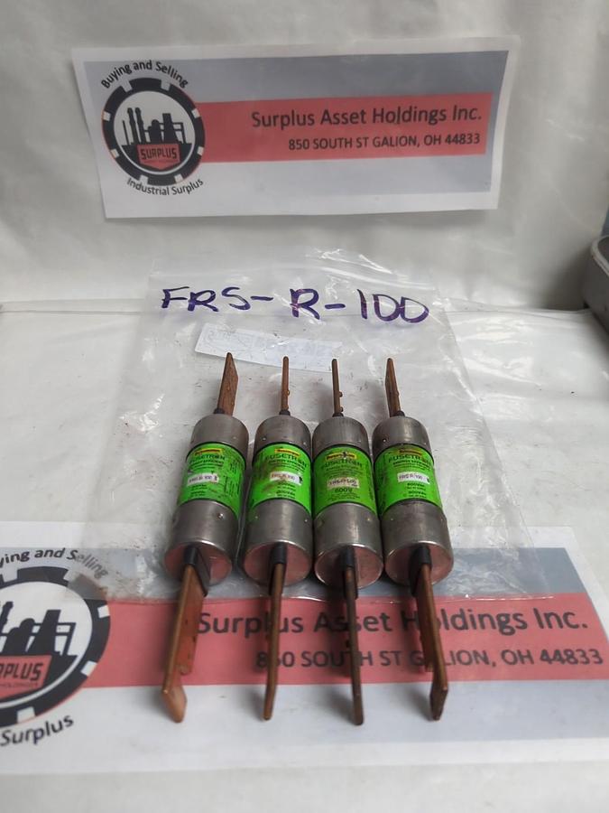 Used COOPER BUSSMANN,FRS-R-100,FUSETRON 100 AMP FUSE LOT OF 4 PRE-OWNED