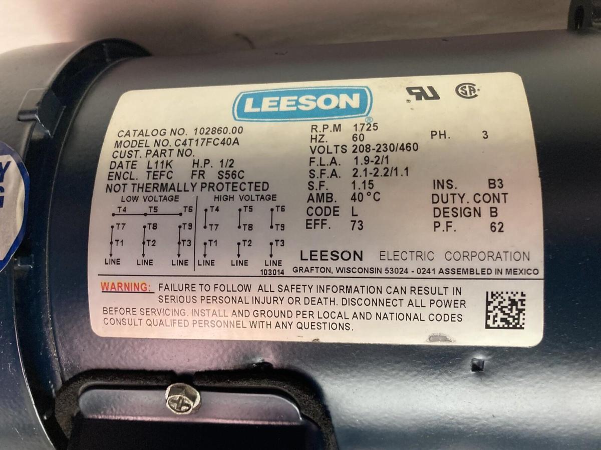 Used IronMan,GRG-HMQ821-30-H-56-16,Gear Reducer 30:1 Ratio w/Motor 1725rpm 60Hz 1/2Hp