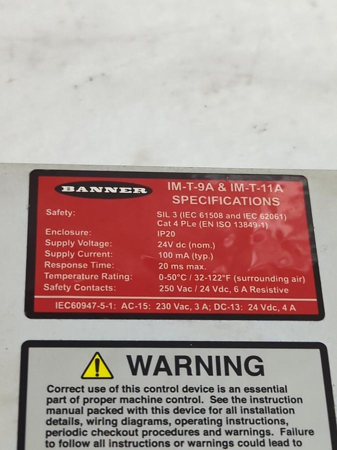 Used BANNER,IM-T-9A&IM-T-11A,SAFETY RELAY PRE-OWNED