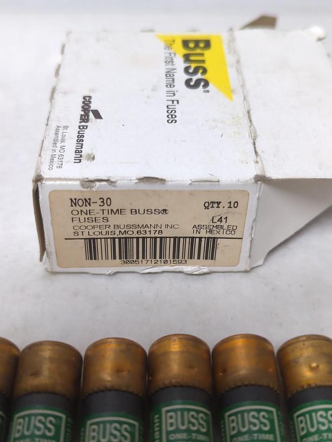 COOPER BUSSMANN,NON-30,ONE-TIME 30 AMP FUSES BOX OF 10 NOS