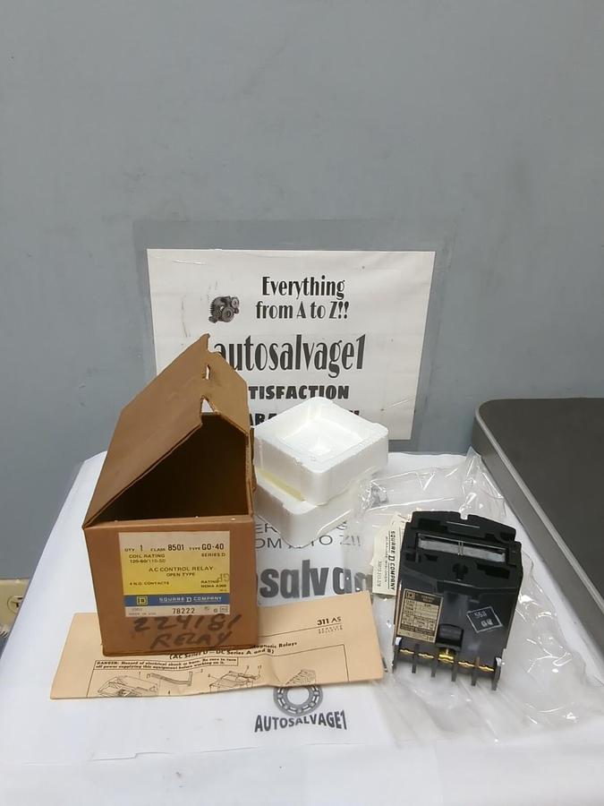 SQUARE D,78222,CLASS 8501 TYPE G0-40 SERIES D OPEN TYPE AC CONTROL RELAY