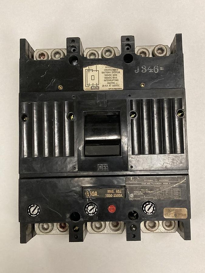 Used General Electric,TJJ436350,3-Pole Molded Case Circuit Breaker 350A 600V