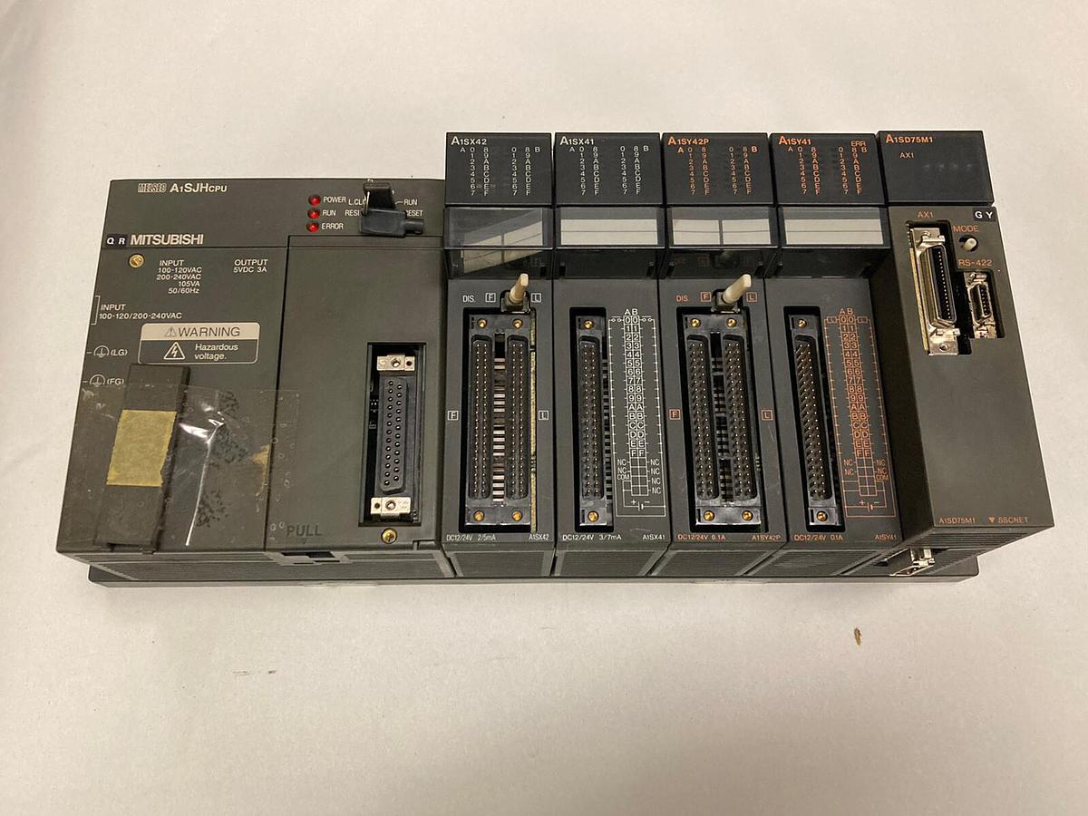 Used Mitsubishi,A1SJHCPU A1SX42 A1SX41 A1SY42P A1SY41 A1SD75M1,PLC Rack