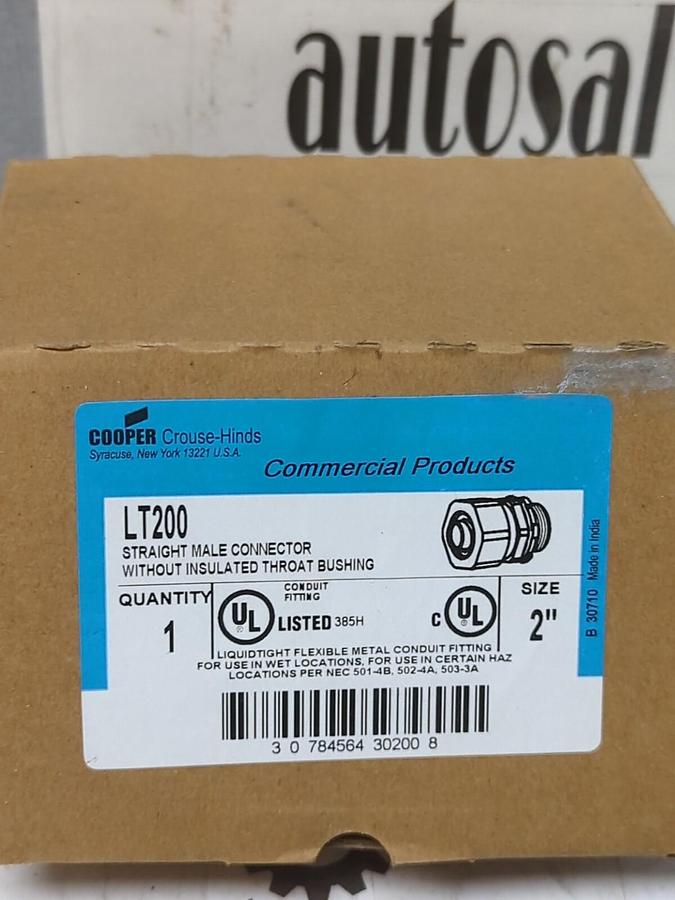 COOPER CROUSE-HINDS,LT200,2 INCH STRAIGHT MALE CONNECTOR NEW