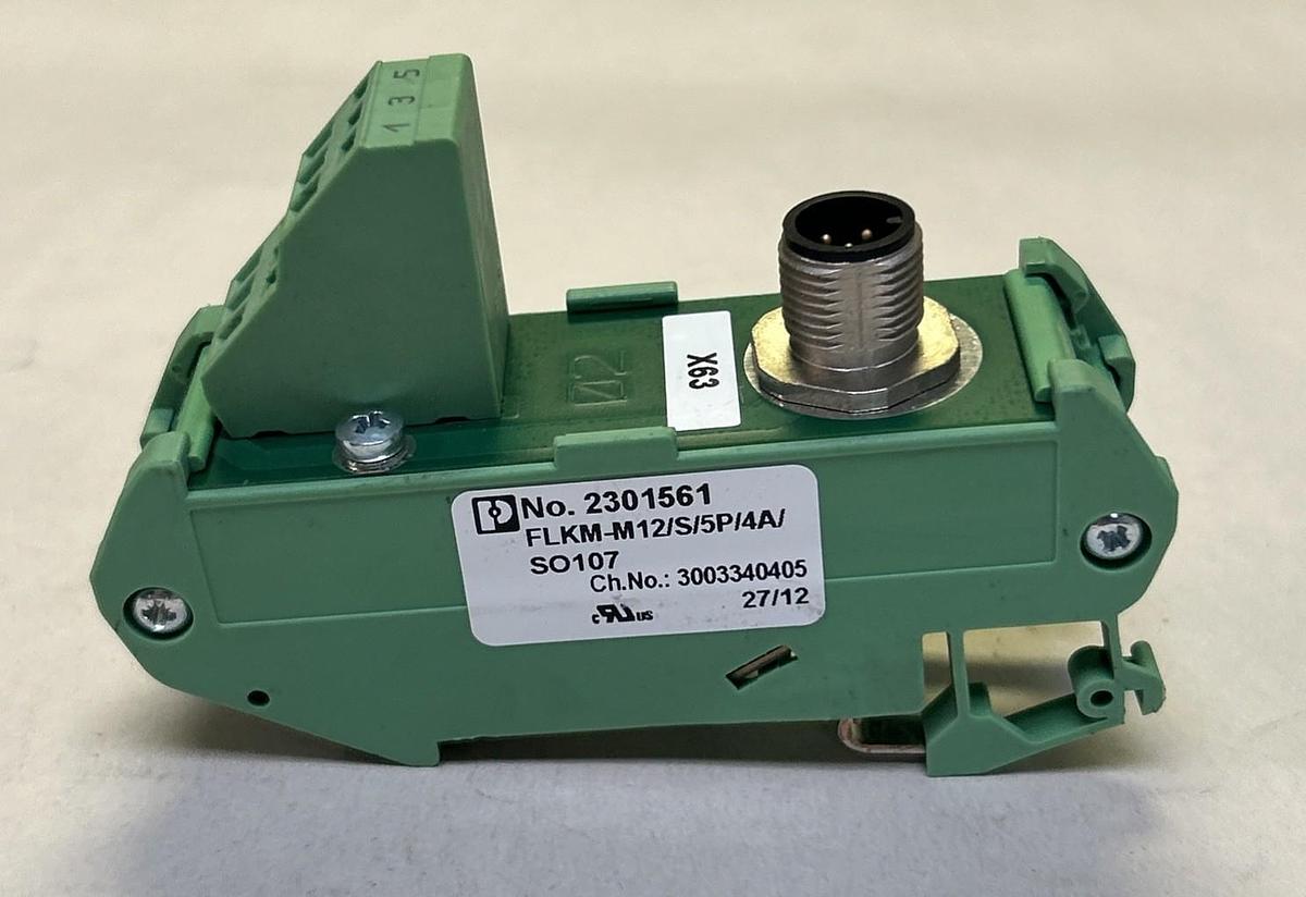 Used PHOENIX CONTACT,FLKM-M12/S/5P/4A/SO107,VARIOFACE MODULE LOT OF 4