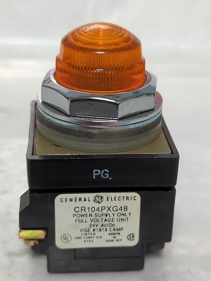 Used GE,CR104PXG48,ILLUMINATED AMBER BUTTON 24V AC/DC PRE-OWNED